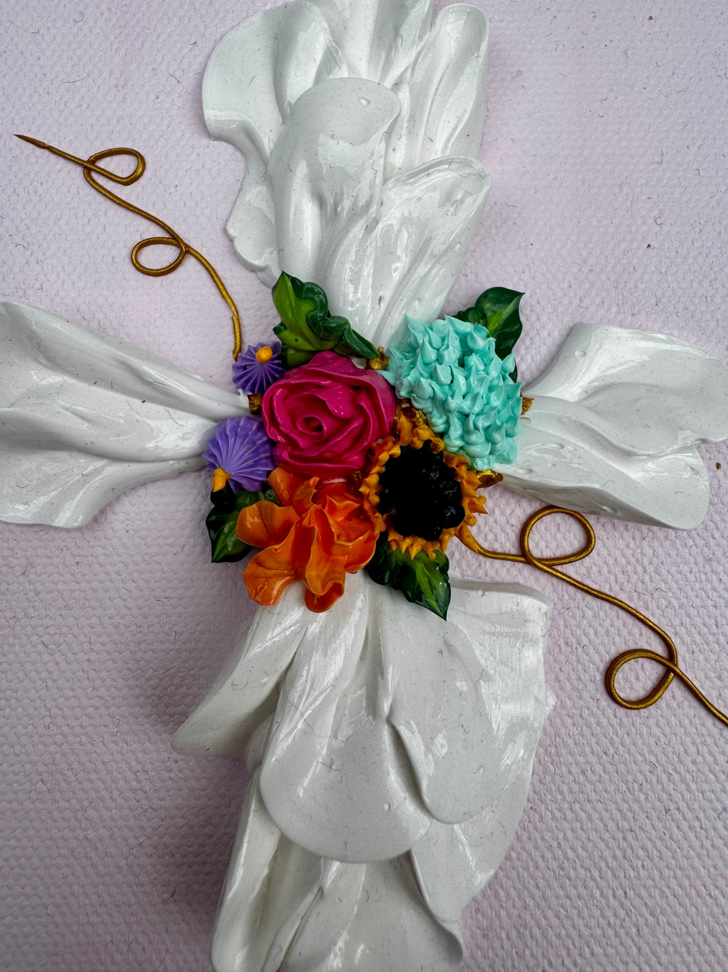 Small Cross with Pink Background