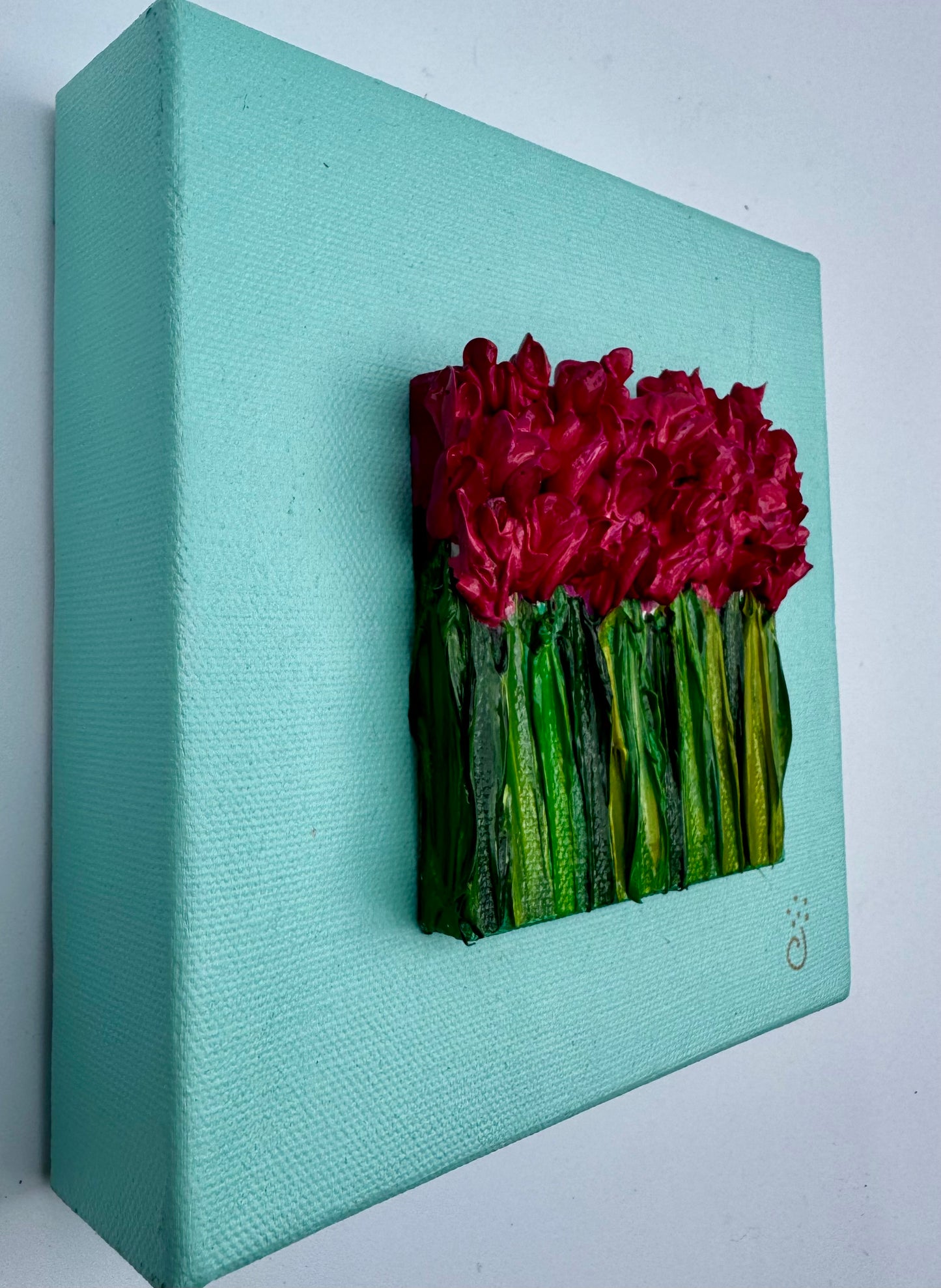 Pink Flowers on Blue Background