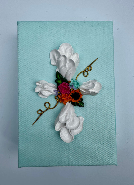 Cross with Assorted Flowers