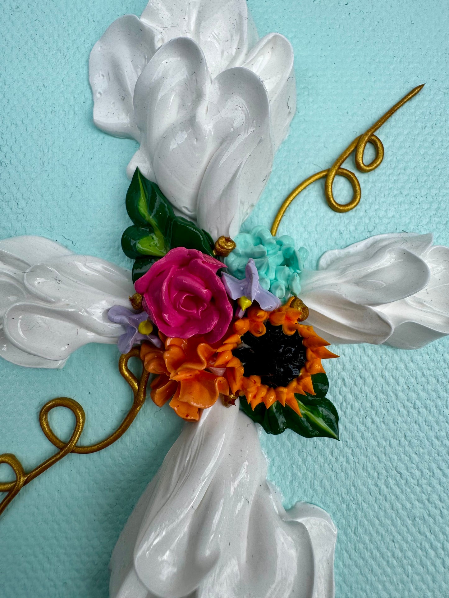 Cross with Assorted Flowers