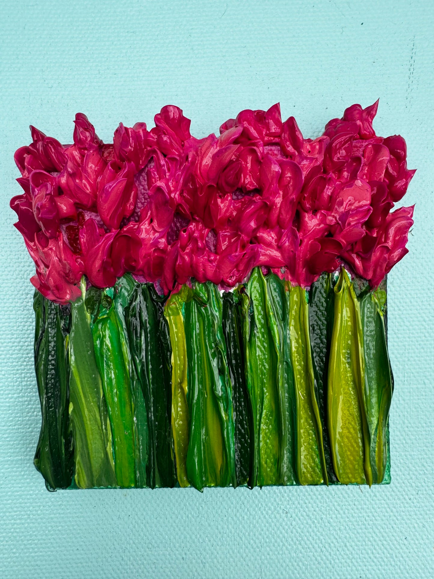 Pink Flowers on Blue Background