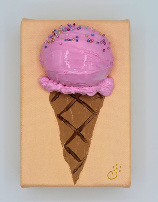 Pink One Scoop Ice Cream Cone